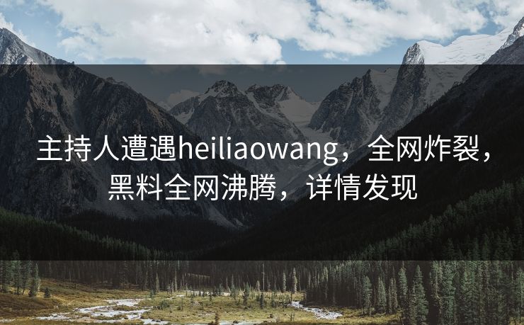 主持人遭遇heiliaowang，全网炸裂，黑料全网沸腾，详情发现