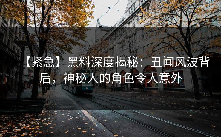 【紧急】黑料深度揭秘：丑闻风波背后，神秘人的角色令人意外
